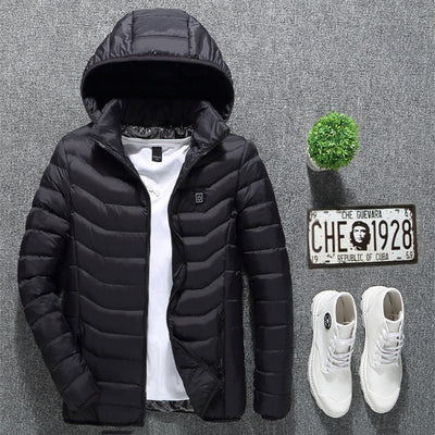 Winter Heated Jacket USB Electric Cotton Coat Zip-up Heater Thermal Clothing Heating Vest For Men